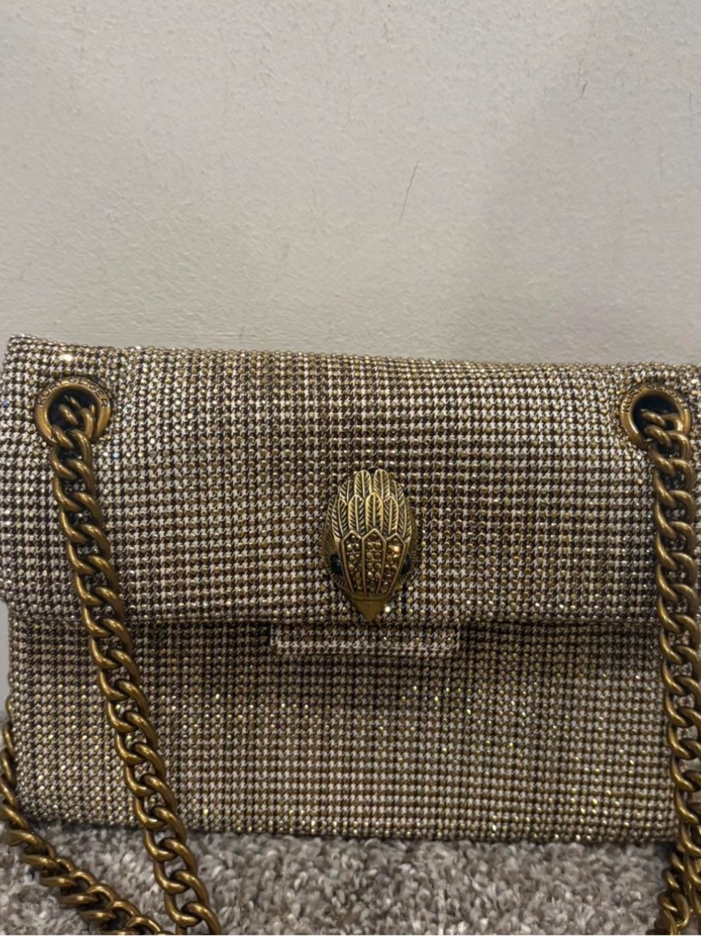 Kurt Geiger Metallic Woven Crossbody in Gold - Picture 3 of 3
